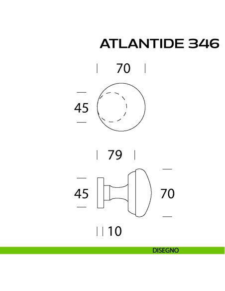 Pomolo per porta fisso Atlantide 346 Reguitti con rosetta tonda