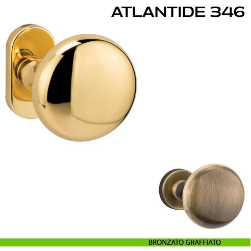 Pomolo per porta fisso Atlantide 346 Reguitti con rosetta ovale bronzato