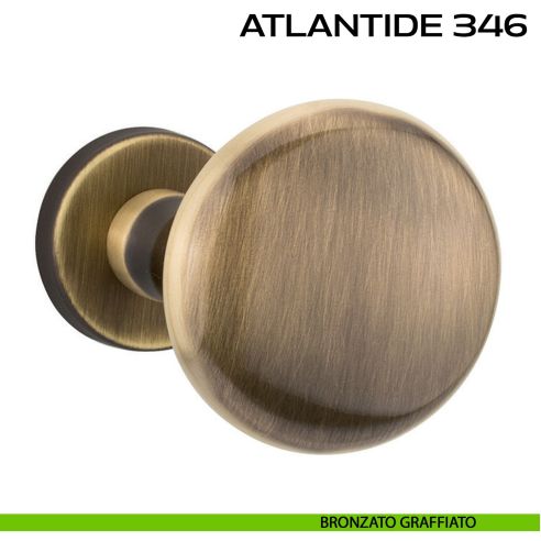 Pomolo per porta girevole Atlantide 346 Reguitti con rosetta tonda bronzato