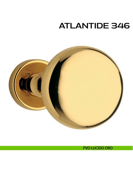 Pomolo per porta girevole Atlantide 346 Reguitti con rosetta tonda pvd oro