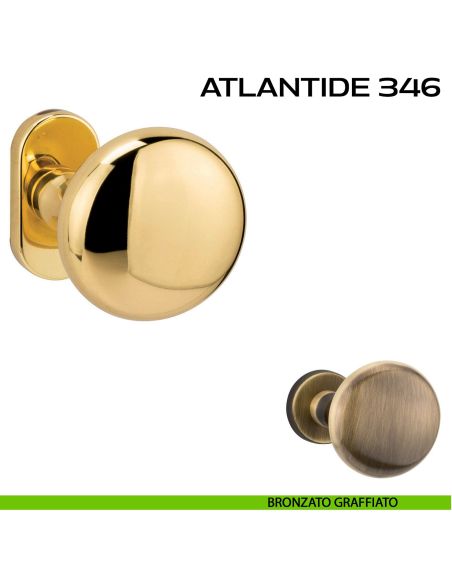 Pomolo per porta girevole Atlantide 346 Reguitti con rosetta ovale bronzato