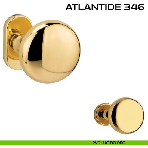Pomolo per porta girevole Atlantide 346 Reguitti con rosetta ovale pvd oro
