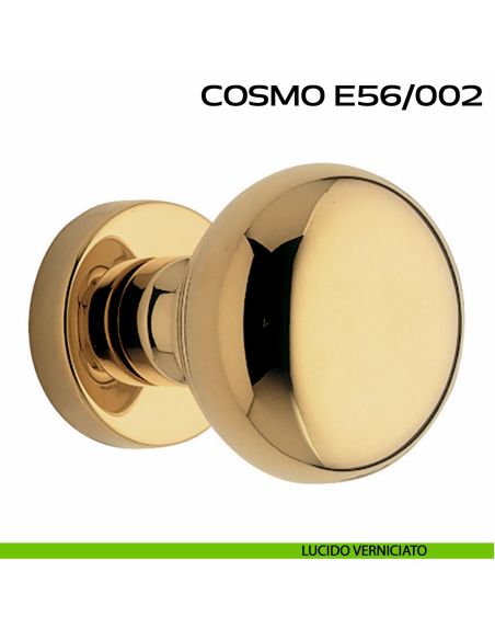 Pomolo per porta fisso Cosmo E56 Reguitti diametro 55 mm rosetta tonda a pressione lucido