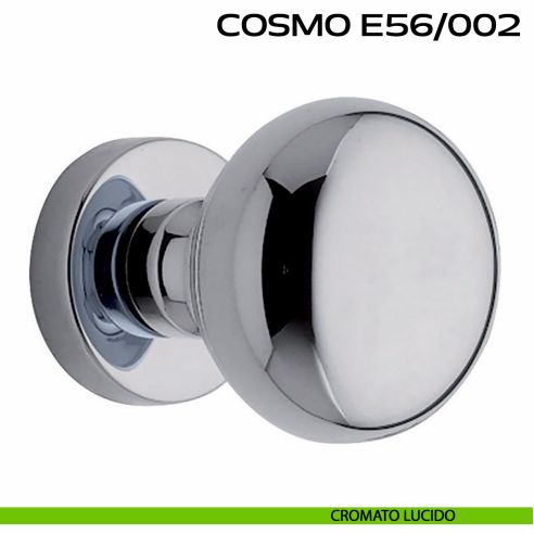 Pomolo per porta fisso Cosmo E56 Reguitti diametro 55 mm rosetta tonda a pressione cromato