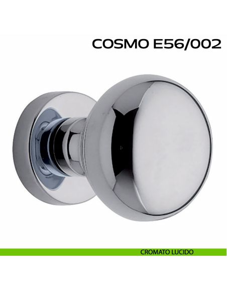 Pomolo per porta fisso Cosmo E56 Reguitti diametro 55 mm rosetta tonda a pressione cromato