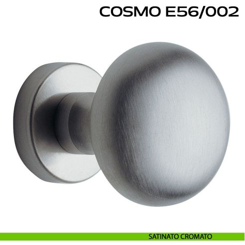 Pomolo per porta fisso Cosmo E56 Reguitti diametro 55 mm rosetta tonda a pressione satinato
