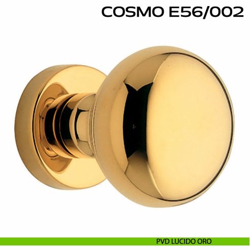 Pomolo per porta fisso Cosmo E56 Reguitti diametro 55 mm rosetta tonda a pressione pvd oro