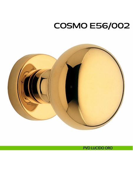 Pomolo per porta fisso Cosmo E56 Reguitti diametro 55 mm rosetta tonda a pressione pvd oro