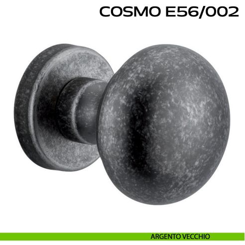 Pomolo per porta fisso Cosmo E56 Reguitti diametro 55 mm rosetta tonda a pressione argento