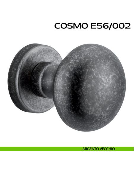 Pomolo per porta fisso Cosmo E56 Reguitti diametro 55 mm rosetta tonda a pressione argento