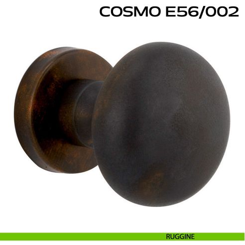 Pomolo per porta fisso Cosmo E56 Reguitti diametro 55 mm rosetta tonda a pressione ruggine