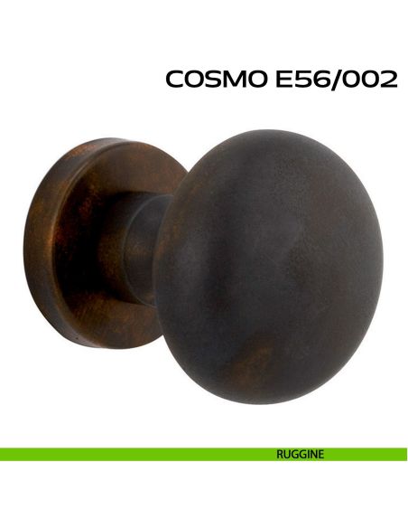 Pomolo per porta fisso Cosmo E56 Reguitti diametro 55 mm rosetta tonda a pressione ruggine