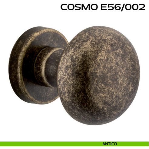 Pomolo per porta fisso Cosmo E56 Reguitti diametro 55 mm rosetta tonda a pressione antico