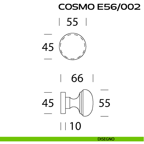Pomolo per porta girevole Cosmo E56 Reguitti con rosetta tonda a pressione disegno