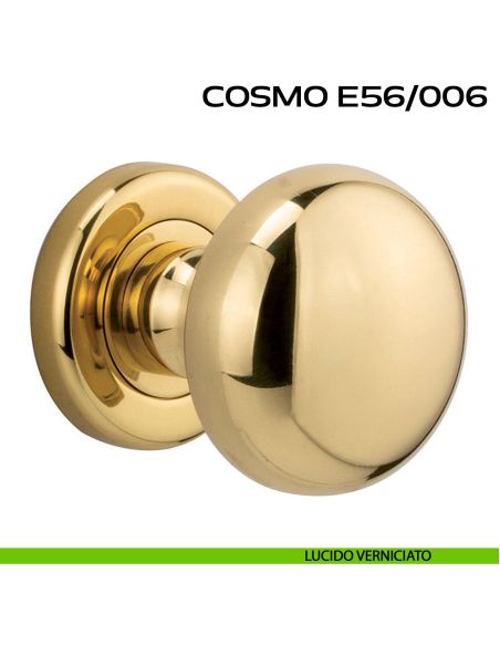 Pomolo per porta girevole Cosmo E56 Reguitti con rosetta tonda ad avvitare lucido