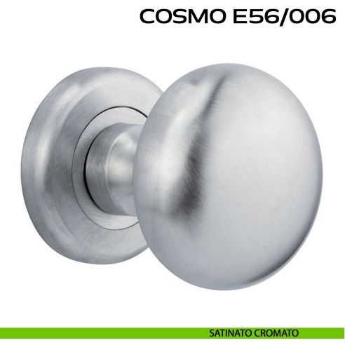 Pomolo per porta girevole Cosmo E56 Reguitti con rosetta tonda ad avvitare satinato