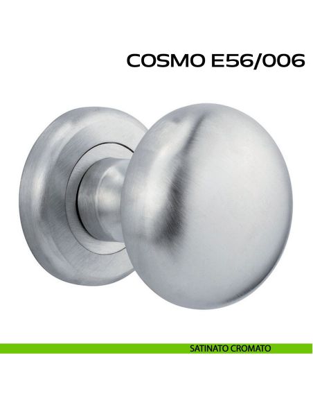 Pomolo per porta girevole Cosmo E56 Reguitti con rosetta tonda ad avvitare satinato