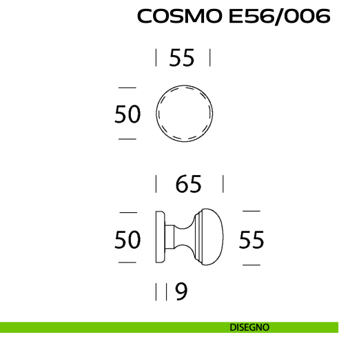 Pomolo per porta girevole Cosmo E56 Reguitti con rosetta tonda ad avvitare disegno