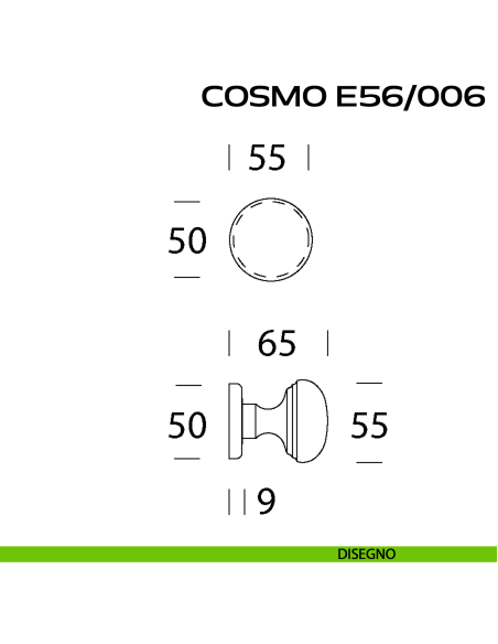 Pomolo per porta girevole Cosmo E56 Reguitti con rosetta tonda ad avvitare disegno