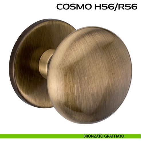 Pomolo per porta fisso Cosmo H56 Reguitti con rosetta diametro 71 mm bronzato