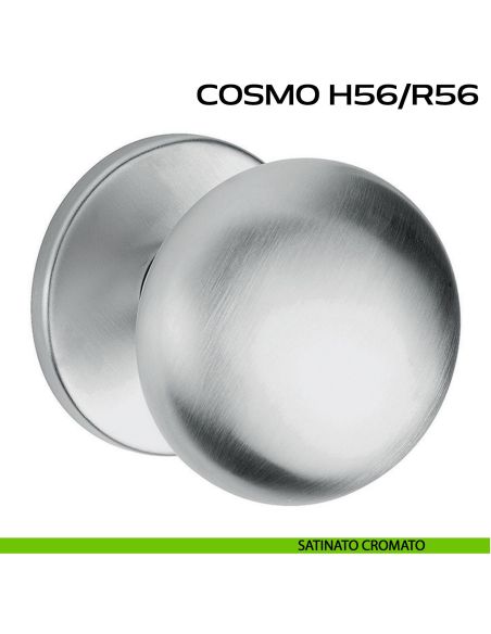 Pomolo per porta fisso Cosmo H56 Reguitti con rosetta diametro 71 mm satinato