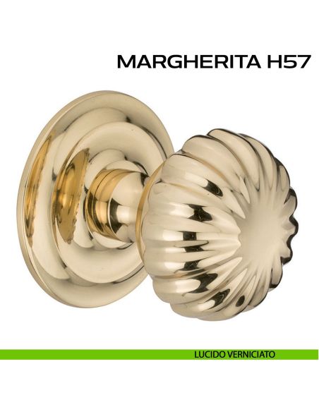 Pomolo per porta fisso Margherita H57 Reguitti diametro 75 mm con rosetta diametro 73 mm lucido