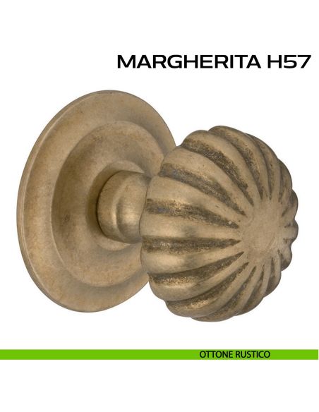 Pomolo per porta fisso Margherita H57 Reguitti diametro 75 mm con rosetta diametro 73 mm rustico