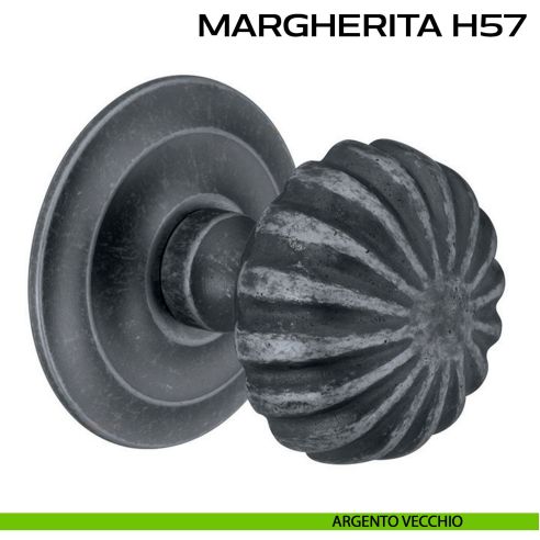 Pomolo per porta fisso Margherita H57 Reguitti diametro 75 mm con rosetta diametro 73 mm argento