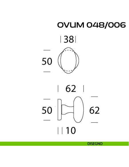 Pomolo ovale per porta girevole Ovum 048 Reguitti con rosetta tonda ad avvitare disegno