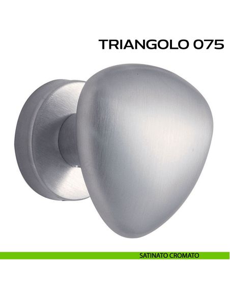 Pomolo per porta fisso Triangolo 075 Reguitti con rosetta tonda satinato