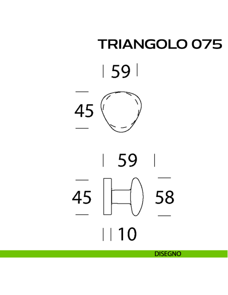 Pomolo per porta fisso Triangolo 075 Reguitti con rosetta tonda disegno