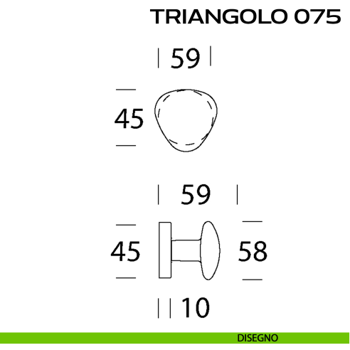 Pomolo per porta girevole Triangolo 075 Reguitti con rosetta tonda disegno