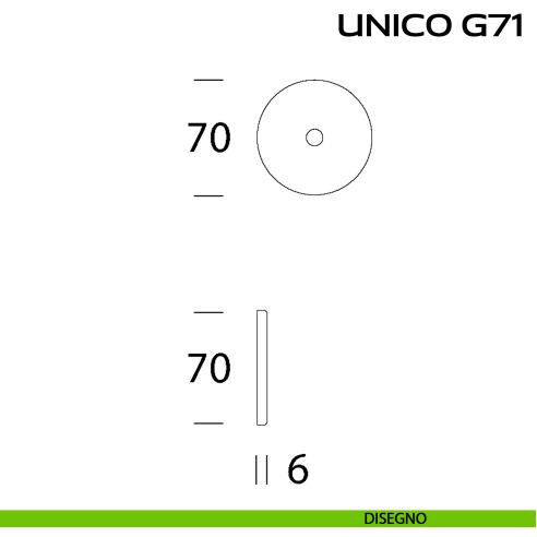 Rosetta diametro 70 mm per pomolo per porta fisso Unico G71 Reguitti disegno