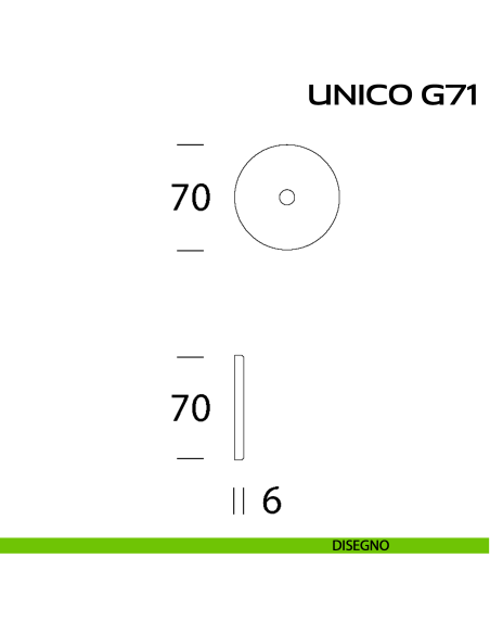 Rosetta diametro 70 mm per pomolo per porta fisso Unico G71 Reguitti disegno