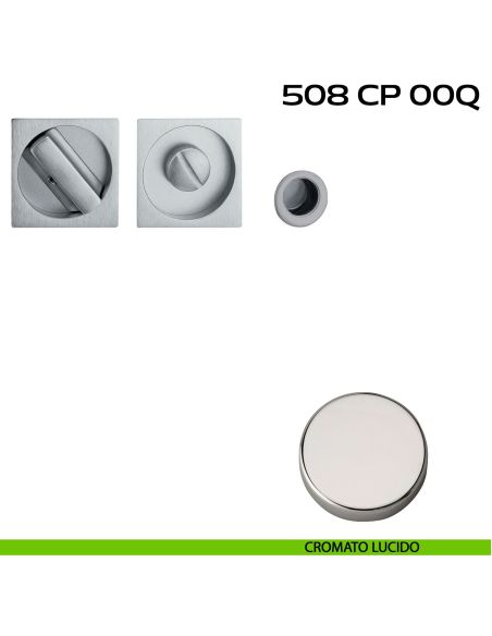 Kit placche incasso quadrate con nottolino 508 Reguitti con frontalino di trascinamento lucido