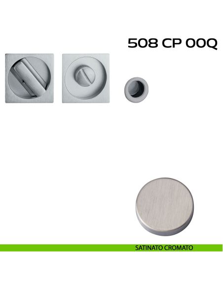 Kit placche incasso quadrate con nottolino 508 Reguitti con frontalino di trascinamento satinato