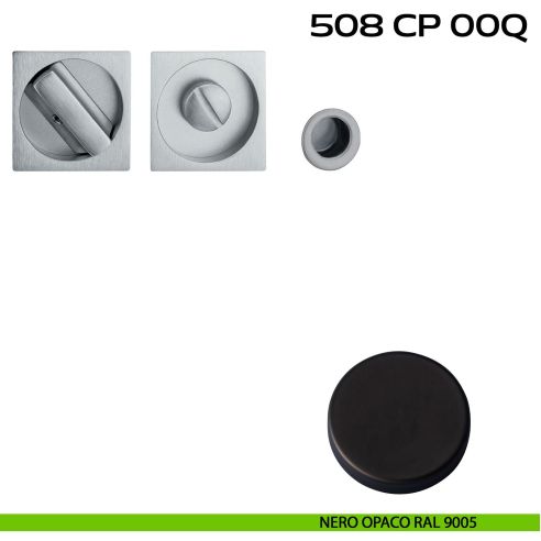 Kit placche incasso quadrate con nottolino 508 Reguitti con frontalino di trascinamento nero