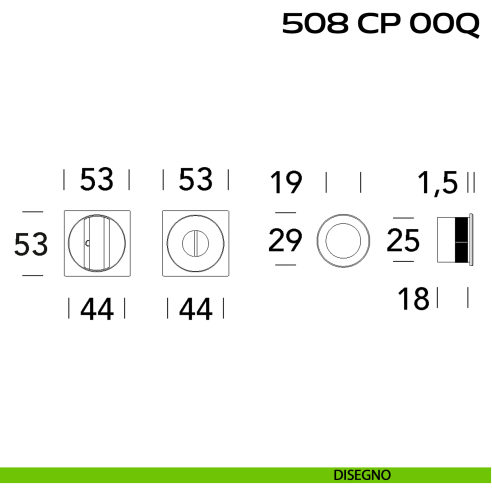 Kit placche incasso quadrate con nottolino 508 Reguitti con frontalino di trascinamento disegno