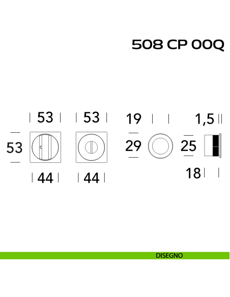 Kit placche incasso quadrate con nottolino 508 Reguitti con frontalino di trascinamento disegno
