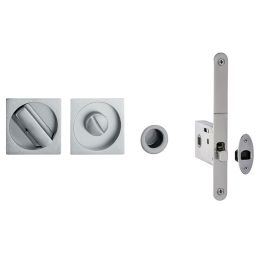 Kit placche incasso quadrate con nottolino 508 Reguitti con frontalino di trascinamento e serratura 026SR