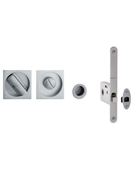 Kit placche incasso quadrate con nottolino 508 Reguitti con frontalino di trascinamento e serratura 026SR