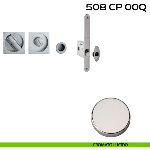 Kit placche incasso quadrate con nottolino 508 Reguitti con frontalino di trascinamento e serratura 026SR lucido