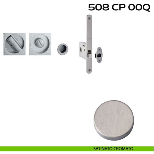 Kit placche incasso quadrate con nottolino 508 Reguitti con frontalino di trascinamento e serratura 026SR satinato