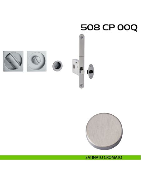 Kit placche incasso quadrate con nottolino 508 Reguitti con frontalino di trascinamento e serratura 026SR satinato