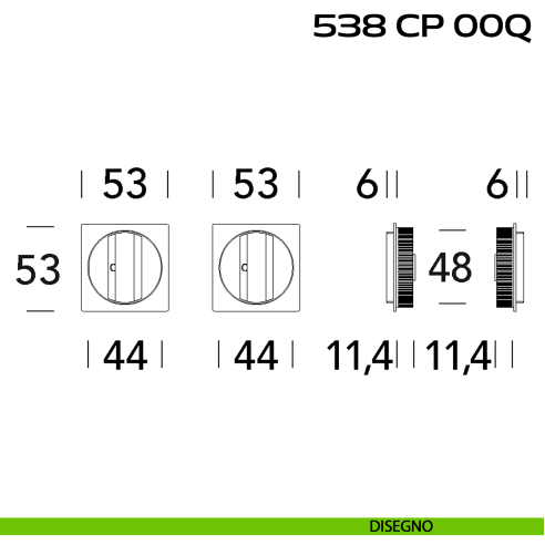 Placche incasso quadrate con doppio nottolino Reguitti 538 disegno