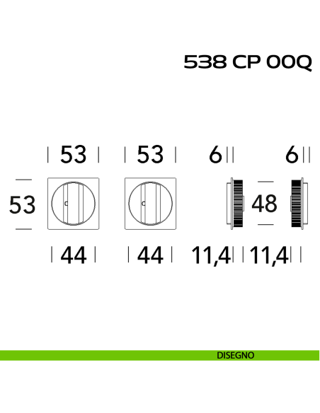 Placche incasso quadrate con doppio nottolino Reguitti 538 disegno