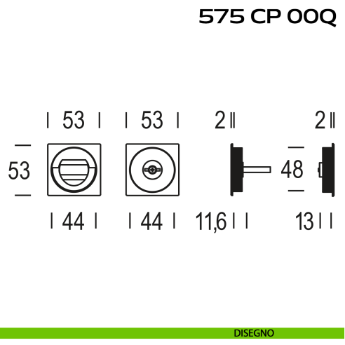 Placche incasso quadrate con nottolino ad anello Reguitti 575 disegno