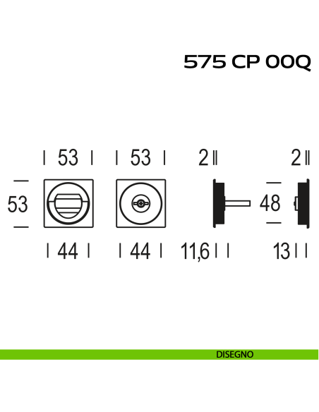 Placche incasso quadrate con nottolino ad anello Reguitti 575 disegno
