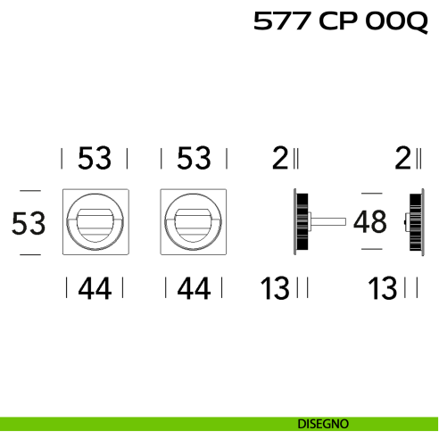 Placche incasso quadrate con doppio nottolino ad anello Reguitti 577 disegno