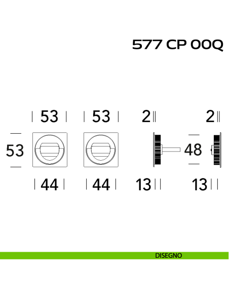 Placche incasso quadrate con doppio nottolino ad anello Reguitti 577 disegno